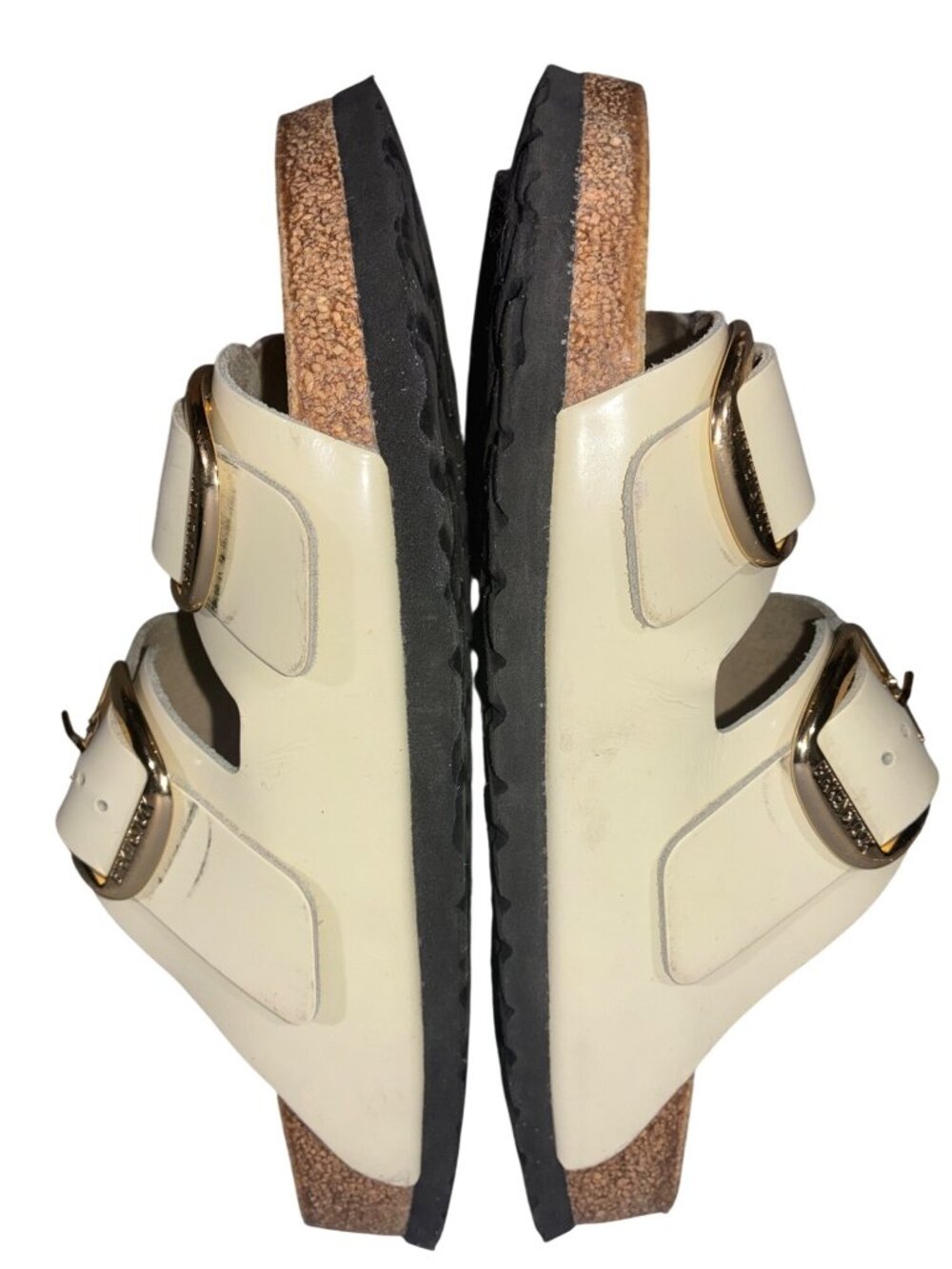 Birkenstock Arizona Big Buckle Two strap Sandals High Shine Ecru Size EU 40 - Picture 8 of 14